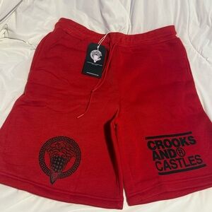 Crooks & Castles Red Men's Graphic Sweat Shorts size XL. C13